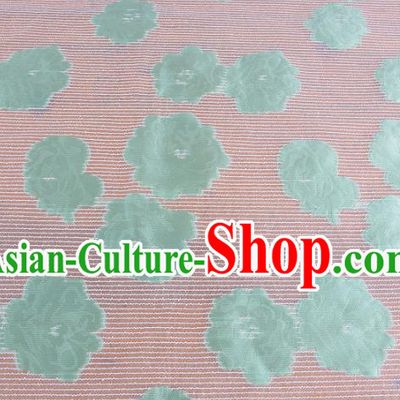 Chinese Traditional Costume Royal Palace Green Flowers Pattern Brocade Fabric, Chinese Ancient Clothing Drapery Hanfu Cheongsam Material