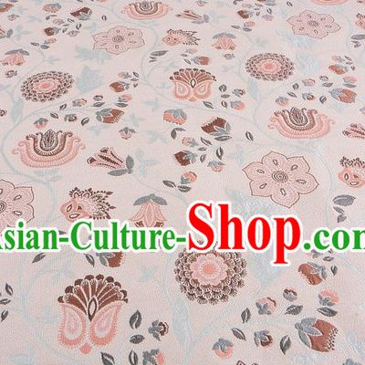 Chinese Traditional Costume Royal Palace Pattern Apricot Brocade Fabric, Chinese Ancient Clothing Drapery Hanfu Cheongsam Material