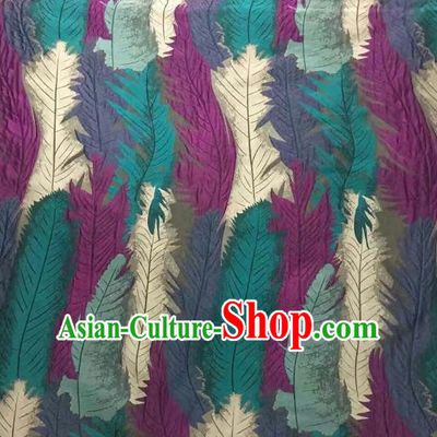 Chinese Traditional Costume Royal Palace Printing Feather Pattern Brocade Fabric, Chinese Ancient Clothing Drapery Hanfu Cheongsam Material
