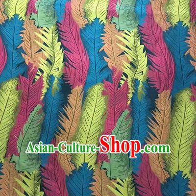 Chinese Traditional Costume Royal Palace Printing Feather Pattern Brocade Fabric, Chinese Ancient Clothing Drapery Hanfu Cheongsam Material