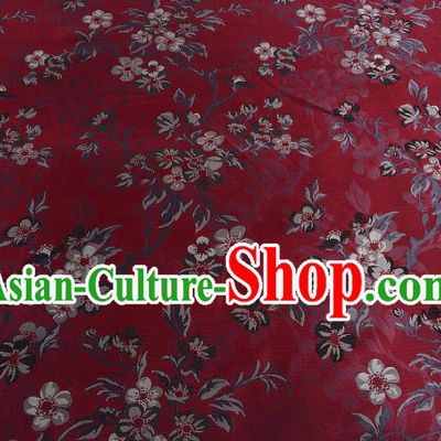 Chinese Traditional Costume Royal Palace Wintersweet Pattern Red Brocade Fabric, Chinese Ancient Clothing Drapery Hanfu Cheongsam Material