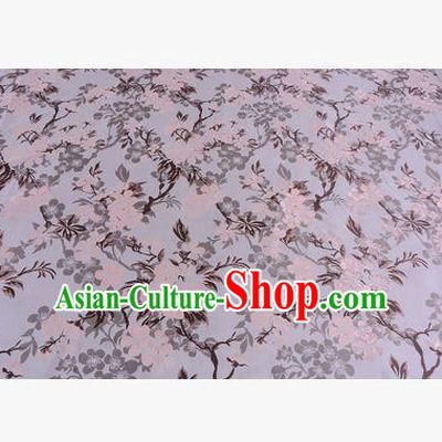 Chinese Traditional Costume Royal Palace Wintersweet Pattern Pink Brocade Fabric, Chinese Ancient Clothing Drapery Hanfu Cheongsam Material