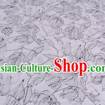 Chinese Traditional Costume Royal Palace Flowers Pattern White Brocade Fabric, Chinese Ancient Clothing Drapery Hanfu Cheongsam Material