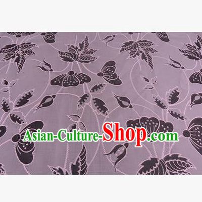 Chinese Traditional Costume Royal Palace Butterfly Pattern Lilac Brocade Fabric, Chinese Ancient Clothing Drapery Hanfu Cheongsam Material