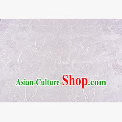 Chinese Traditional Costume Royal Palace Peony Pattern White Brocade Fabric, Chinese Ancient Clothing Drapery Hanfu Cheongsam Material