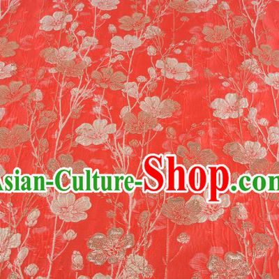 Chinese Traditional Costume Royal Palace Flowers Pattern Red Brocade Fabric, Chinese Ancient Clothing Drapery Hanfu Cheongsam Material