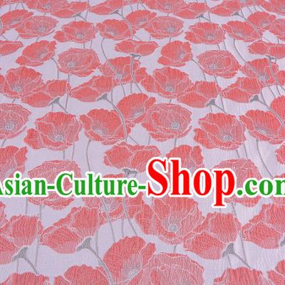Chinese Traditional Costume Royal Palace Pink Flowers Satin Brocade Fabric, Chinese Ancient Clothing Drapery Hanfu Cheongsam Material