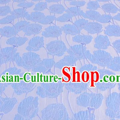 Chinese Traditional Costume Royal Palace Blue Flowers Satin Brocade Fabric, Chinese Ancient Clothing Drapery Hanfu Cheongsam Material