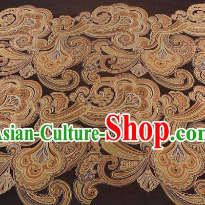 Chinese Traditional Costume Royal Palace Printing Brown Satin Brocade Fabric, Chinese Ancient Clothing Drapery Hanfu Cheongsam Material