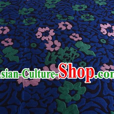 Chinese Traditional Costume Royal Palace Printing Navy Satin Brocade Fabric, Chinese Ancient Clothing Drapery Hanfu Cheongsam Material