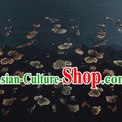 Chinese Traditional Costume Royal Palace Printing Flowers Atrovirens Satin Brocade Fabric, Chinese Ancient Clothing Drapery Hanfu Cheongsam Material