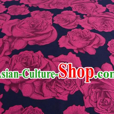 Chinese Traditional Costume Royal Palace Printing Rosy Rose Satin Brocade Fabric, Chinese Ancient Clothing Drapery Hanfu Cheongsam Material