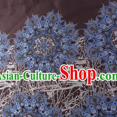 Chinese Traditional Costume Royal Palace Pattern Brown Satin Brocade Fabric, Chinese Ancient Clothing Drapery Hanfu Cheongsam Material