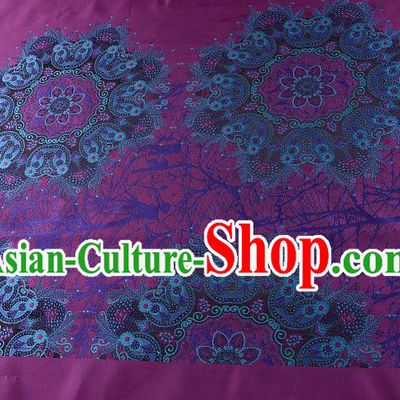 Chinese Traditional Costume Royal Palace Pattern Purple Satin Brocade Fabric, Chinese Ancient Clothing Drapery Hanfu Cheongsam Material