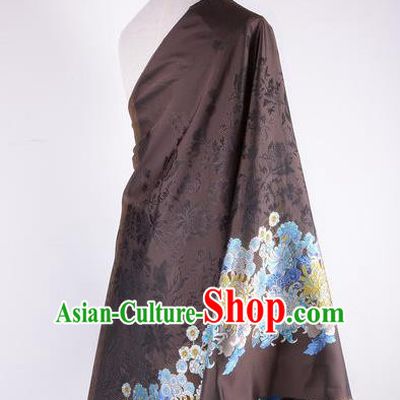 Chinese Traditional Costume Royal Palace Pattern Brown Brocade Fabric, Chinese Ancient Clothing Drapery Hanfu Cheongsam Material