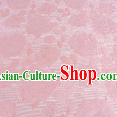 Chinese Traditional Costume Royal Palace Rose Pattern Pink Brocade Fabric, Chinese Ancient Clothing Drapery Hanfu Cheongsam Material