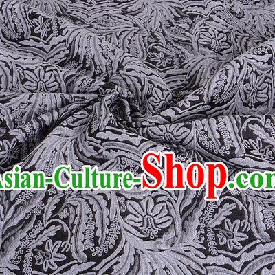 Chinese Traditional Costume Royal Palace Pattern Black Brocade Fabric, Chinese Ancient Clothing Drapery Hanfu Cheongsam Material