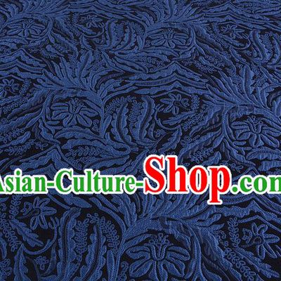 Chinese Traditional Costume Royal Palace Pattern Blue Brocade Fabric, Chinese Ancient Clothing Drapery Hanfu Cheongsam Material