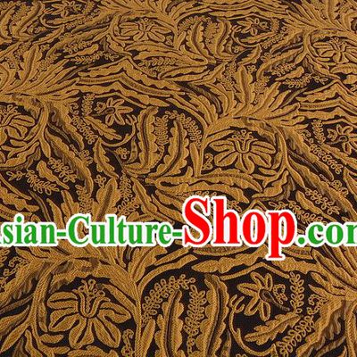 Chinese Traditional Costume Royal Palace Pattern Yellow Brocade Fabric, Chinese Ancient Clothing Drapery Hanfu Cheongsam Material