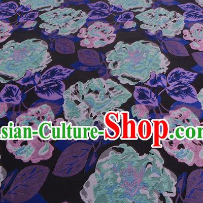 Chinese Traditional Costume Royal Palace Purple Peony Pattern Brocade Fabric, Chinese Ancient Clothing Drapery Hanfu Cheongsam Material