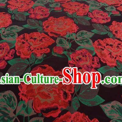 Chinese Traditional Costume Royal Palace Red Peony Pattern Brocade Fabric, Chinese Ancient Clothing Drapery Hanfu Cheongsam Material
