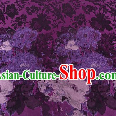 Chinese Traditional Costume Royal Palace Printing Flowers Pattern Purple Brocade Fabric, Chinese Ancient Clothing Drapery Hanfu Cheongsam Material