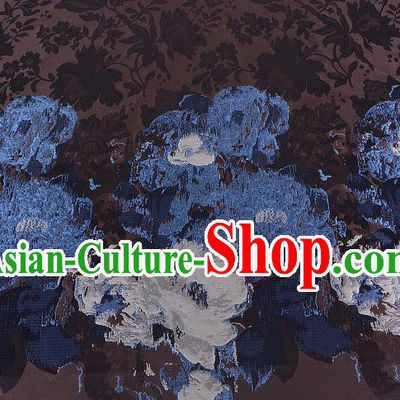 Chinese Traditional Costume Royal Palace Printing Flowers Pattern Brown Brocade Fabric, Chinese Ancient Clothing Drapery Hanfu Cheongsam Material