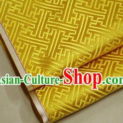Chinese Traditional Costume Royal Palace Pattern Mongolian Robe Golden Brocade Fabric, Chinese Ancient Clothing Drapery Hanfu Cheongsam Material