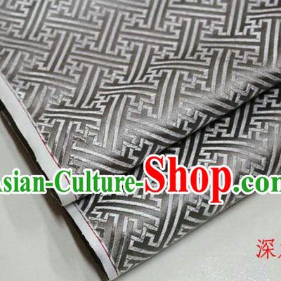 Chinese Traditional Costume Royal Palace Pattern Mongolian Robe Deep Grey Brocade Fabric, Chinese Ancient Clothing Drapery Hanfu Cheongsam Material