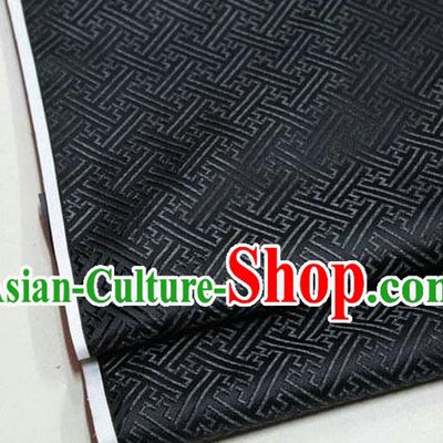 Chinese Traditional Costume Royal Palace Pattern Mongolian Robe Black Brocade Fabric, Chinese Ancient Clothing Drapery Hanfu Cheongsam Material