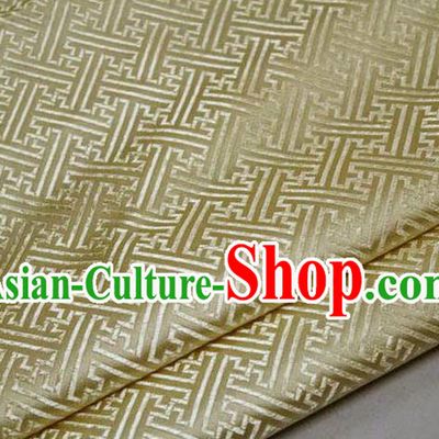 Chinese Traditional Costume Royal Palace Pattern Mongolian Robe Light Golden Brocade Fabric, Chinese Ancient Clothing Drapery Hanfu Cheongsam Material
