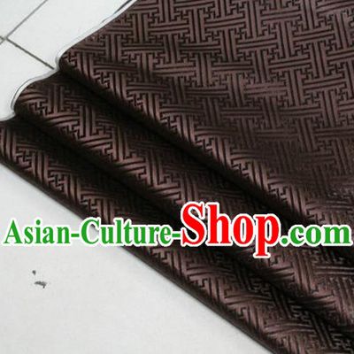 Chinese Traditional Costume Royal Palace Pattern Mongolian Robe Brown Brocade Fabric, Chinese Ancient Clothing Drapery Hanfu Cheongsam Material