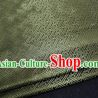 Chinese Traditional Costume Royal Palace Pattern Mongolian Robe Army Green Brocade Fabric, Chinese Ancient Clothing Drapery Hanfu Cheongsam Material
