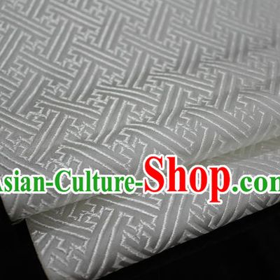 Chinese Traditional Costume Royal Palace Pattern Mongolian Robe White Brocade Fabric, Chinese Ancient Clothing Drapery Hanfu Cheongsam Material