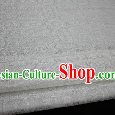 Chinese Traditional Royal Palace Pattern Mongolian Robe White Brocade Fabric, Chinese Ancient Costume Drapery Hanfu Cheongsam Material