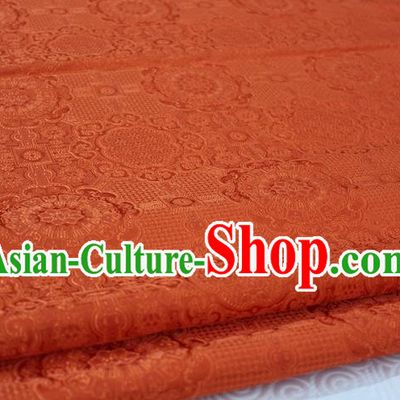 Chinese Traditional Royal Palace Pattern Mongolian Robe Orange Brocade Fabric, Chinese Ancient Costume Drapery Hanfu Cheongsam Material