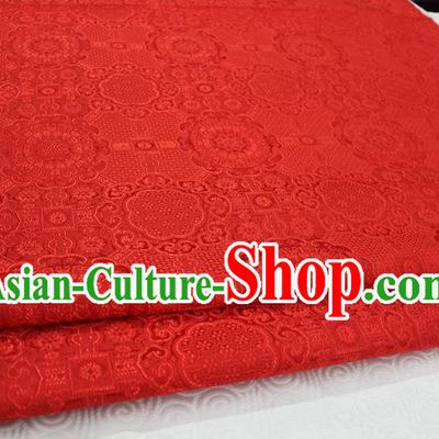 Chinese Traditional Royal Palace Pattern Mongolian Robe Red Brocade Fabric, Chinese Ancient Costume Drapery Hanfu Cheongsam Material