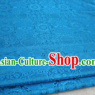 Chinese Traditional Royal Palace Pattern Mongolian Robe Sky Blue Brocade Fabric, Chinese Ancient Costume Drapery Hanfu Cheongsam Material