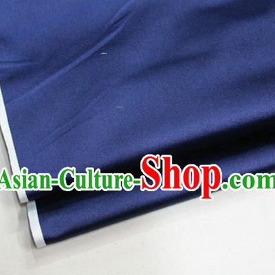 Chinese Traditional Royal Palace Mongolian Robe Deep Blue Satin Brocade Fabric, Chinese Ancient Costume Drapery Hanfu Cheongsam Material
