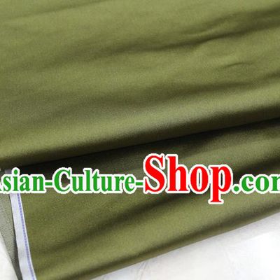 Chinese Traditional Royal Palace Mongolian Robe Olive Green Satin Brocade Fabric, Chinese Ancient Costume Drapery Hanfu Cheongsam Material