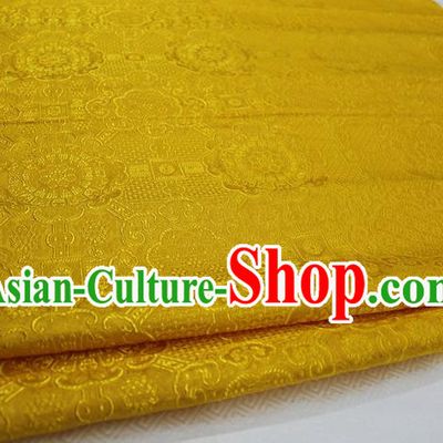Chinese Traditional Royal Palace Pattern Mongolian Robe Golden Brocade Fabric, Chinese Ancient Costume Drapery Hanfu Cheongsam Material