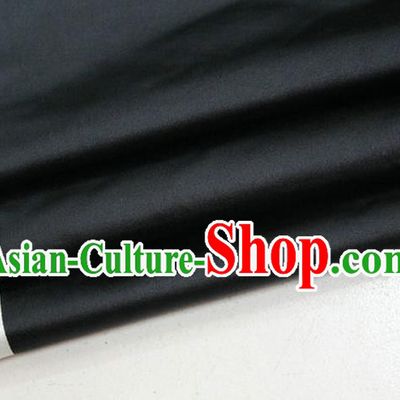 Chinese Traditional Royal Palace Mongolian Robe Black Satin Brocade Fabric, Chinese Ancient Costume Drapery Hanfu Cheongsam Material
