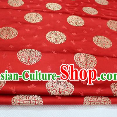 Chinese Traditional Royal Palace Longevity Pattern Mongolian Robe Red Satin Brocade Fabric, Chinese Ancient Costume Drapery Hanfu Tang Suit Material