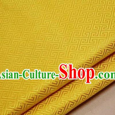 Chinese Traditional Royal Palace Back Pattern Mongolian Robe Golden Satin Brocade Fabric, Chinese Ancient Costume Drapery Hanfu Tang Suit Material