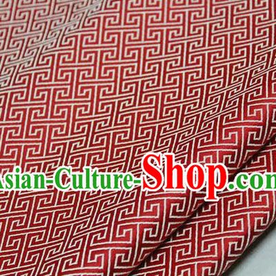 Chinese Traditional Royal Palace Back Pattern Mongolian Robe Red Satin Brocade Fabric, Chinese Ancient Costume Drapery Hanfu Tang Suit Material