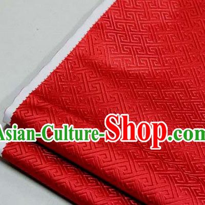 Chinese Traditional Royal Palace Back Pattern Mongolian Robe Red Satin Brocade Fabric, Chinese Ancient Costume Drapery Hanfu Tang Suit Material