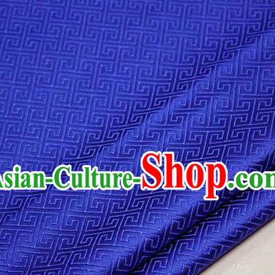 Chinese Traditional Royal Palace Back Pattern Mongolian Robe Royalblue Satin Brocade Fabric, Chinese Ancient Costume Drapery Hanfu Tang Suit Material