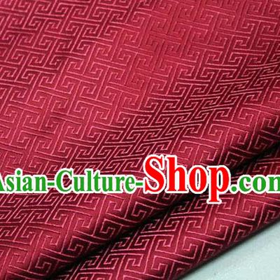 Chinese Traditional Royal Palace Back Pattern Mongolian Robe Wine Red Satin Brocade Fabric, Chinese Ancient Costume Drapery Hanfu Tang Suit Material