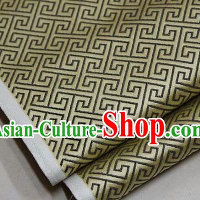 Chinese Traditional Royal Palace Back Pattern Mongolian Robe Mud Golden Satin Brocade Fabric, Chinese Ancient Costume Drapery Hanfu Tang Suit Material