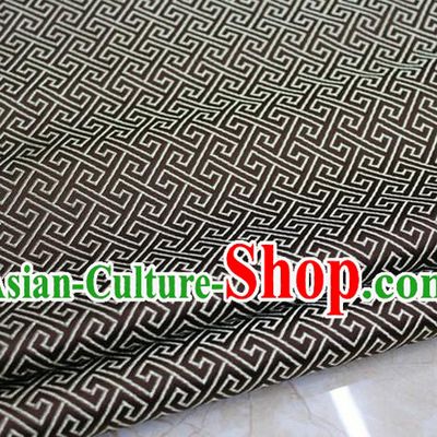 Chinese Traditional Royal Palace Back Pattern Mongolian Robe Deep Coffee Satin Brocade Fabric, Chinese Ancient Costume Drapery Hanfu Tang Suit Material